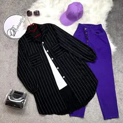 ۱۳۱ مانتو شومیزی راه راه کد 131 - مانتو بهزاد فر