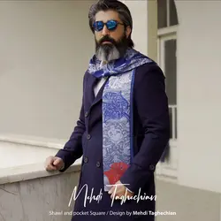 ست شال و پوشت دورو طرح ملت عشق (آبی)