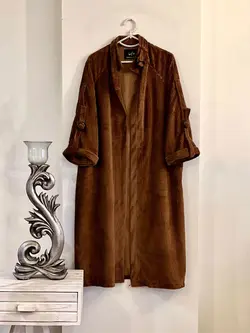 مانتو پاییزه مخمل کبریتی آستین رگلان کد 494