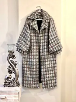 پالتو پشمی طرحدار آستردار آستین پف کد 508