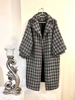 پالتو پشمی طرحدار آستردار آستین پف کد 508