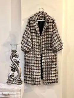 پالتو پشمی طرحدار آستردار آستین پف کد 508