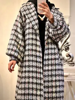 پالتو پشمی طرحدار آستردار آستین پف کد 508