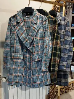 پالتو شنل کوتاه دکمه طلایی کد 518