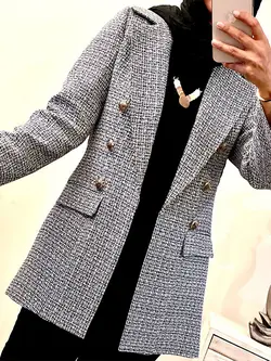 مانتو کتی پاییزه توییت سفید مشکی کد 521