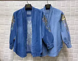 مانتو کوتاه جین گلدوزی شده کد 558