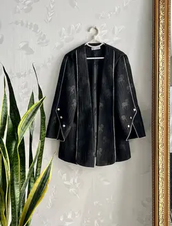 مانتو کتی ژاکارد اسب دار جلو باز کد 618