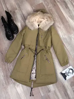 کاپشن کلاهدار خزدار کد 127