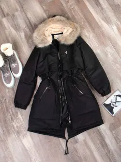 کاپشن کلاهدار خزدار کد 127