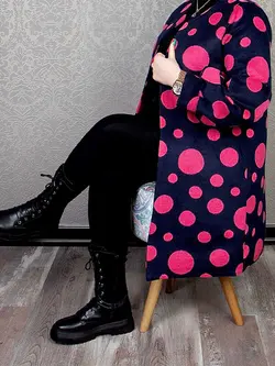 پالتو فوتر توپ توپی سرمه ای سرخابی کد 117