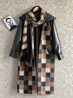 پالتو فوتر آستین چرم کد 99