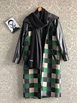 پالتو فوتر آستین چرم کد 99