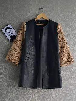 پالتو چرم ترکیبی با پوست کد 61