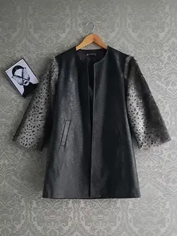 پالتو چرم ترکیبی با پوست کد 61