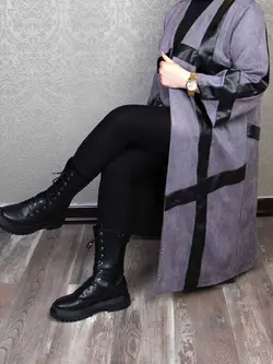 مانتو سوییت چرم بلند کد 63