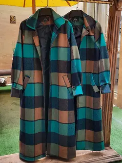 پالتو فوتر پشمی چهارخونه قهوه ای سبزکد22