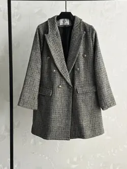 پالتو شانل طوسی شش دکمه آستردار کد 903