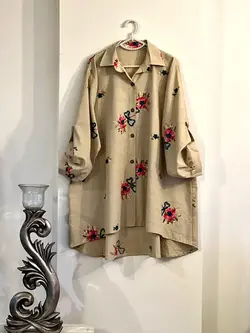 مانتو کتون نخ گلدوزی شده کد 418