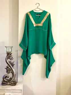 شومیز کرپ حریر یقه طلایی کد 430