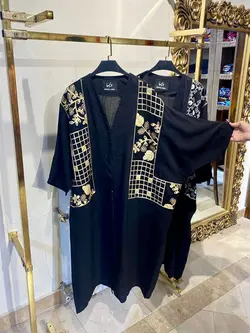 مانتو بابوس مشکی کار شده کد 439