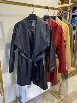 مانتو پاییزه چرم پاییزه آستردار کد 452