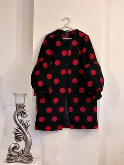 پالتو فوتر آستر دار خال خالی درشت کد 453