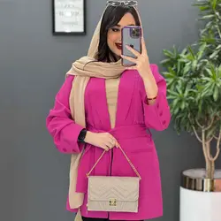 مانتو کتی کوتاه کمربند دار کد 28|مدل مانتو کتی کوتاه شیک