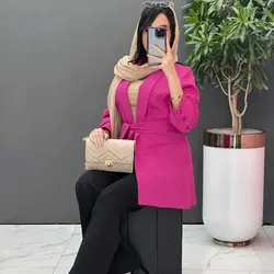 مانتو کتی کوتاه کمربند دار کد 28|مدل مانتو کتی کوتاه شیک
