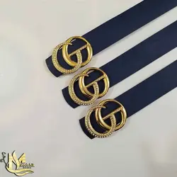 خرید کمربند زنانه گوچی نگین دار آبی|کمربند گوچی زنانه 5 سانت