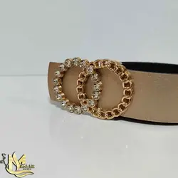 کمربند زنانه بولگاری نگینی کرم