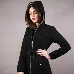 خرید آنلاین پالتو مدل فوتر بلند کلاه دار با کیفیت دوخت عالی و شیک در مد شیک