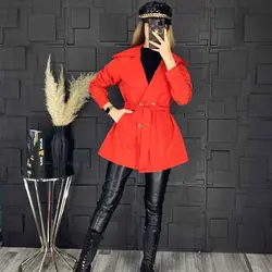 خرید آنلاین کاپشن مدل کت بارونی مزونی کوتاه و دخترانه در مد شیک