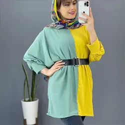 مانتو ابر و بادی دو رنگ - مانتو ابر و بادی دو رنگ کوتاه و شیک با دوخت عالی در مدشیک