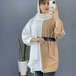 مانتو ابر و بادی دو رنگ - مانتو ابر و بادی دو رنگ کوتاه و شیک با دوخت عالی در مدشیک