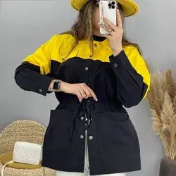 خرید آنلاین مانتو ترکیبی طرح پانچ شیک و دخترانه با دوخت عالی در مد شیک