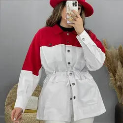 خرید آنلاین مانتو ترکیبی طرح پانچ شیک و دخترانه با دوخت عالی در مد شیک