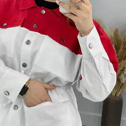 خرید آنلاین مانتو ترکیبی طرح پانچ شیک و دخترانه با دوخت عالی در مد شیک