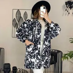 خرید آنلاین مانتو کتی آستین پف آبرنگی شیک و دخترانه با دوخت عالی در مد شیک