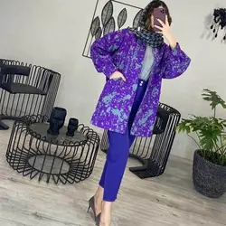 خرید آنلاین مانتو کتی آستین پف آبرنگی شیک و دخترانه با دوخت عالی در مد شیک