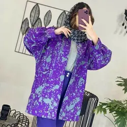 خرید آنلاین مانتو کتی آستین پف آبرنگی شیک و دخترانه با دوخت عالی در مد شیک