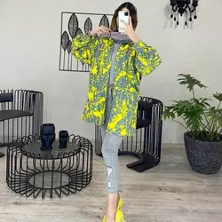 خرید آنلاین مانتو کتی آستین پف آبرنگی شیک و دخترانه با دوخت عالی در مد شیک