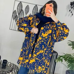 خرید آنلاین مانتو کتی آستین پف آبرنگی شیک و دخترانه با دوخت عالی در مد شیک