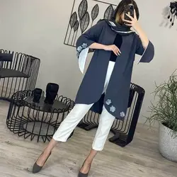 خرید آنلاین مانتو مدل کتی آستین کلوش گل دار دخترانه با کیفیت دوخت بالا درمد شیک