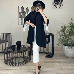 خرید آنلاین مانتو مدل کتی آستین کلوش گل دار دخترانه با کیفیت دوخت بالا درمد شیک