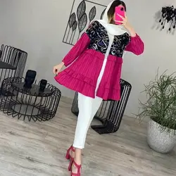 خرید آنلاین مانتو مدل کراش مزونی کوتاه با کیفیت دوخت بالا در مد شیک