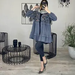 خرید آنلاین مانتو مدل کراش مزونی کوتاه با کیفیت دوخت بالا در مد شیک