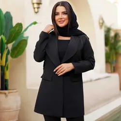 مانتو کتی یقه آرشال تک دکمه کد 339