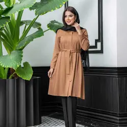مانتو بهاره کمربند دار کد 625|خرید اینترنتی مانتو بهاره جدید