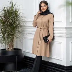 مانتو بهاره کمربند دار کد 625|خرید اینترنتی مانتو بهاره جدید