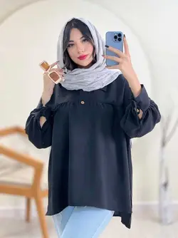 مانتو شومیزی آستین بندی کد 0302|مانتو شومیزی جلو بسته کوتاه